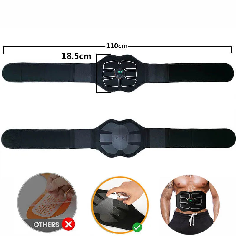 Smart EMS Muscle Stimulator Abdominal Toning Belt Workout Portable Back Waist Ab Stimulator Home Gym Office Fitness Equiment