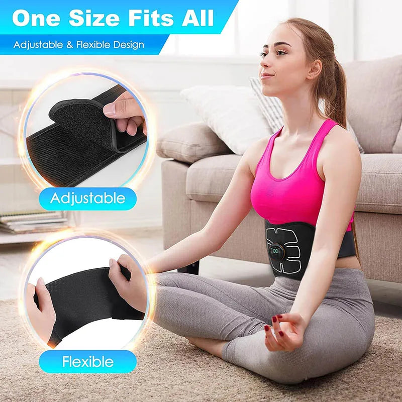 Smart EMS Muscle Stimulator Abdominal Toning Belt Workout Portable Back Waist Ab Stimulator Home Gym Office Fitness Equiment